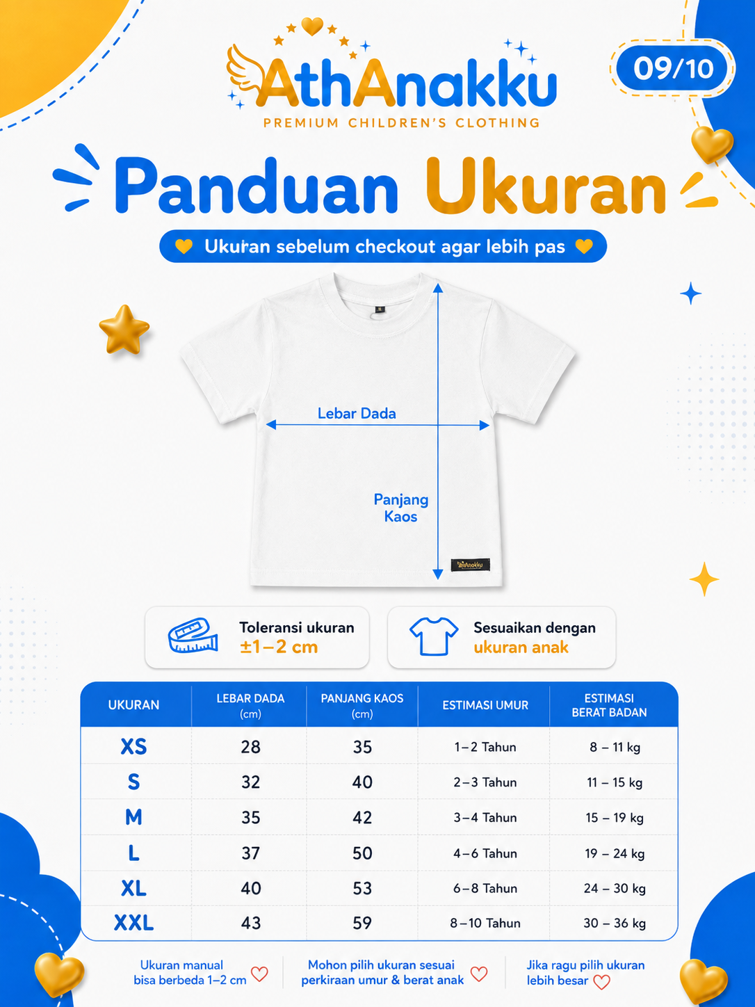 Panduan ukuran kaos AthAnakku